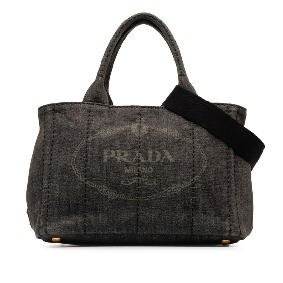 Prada Handbags - PRADA Canapa Logo Denim Satchel
